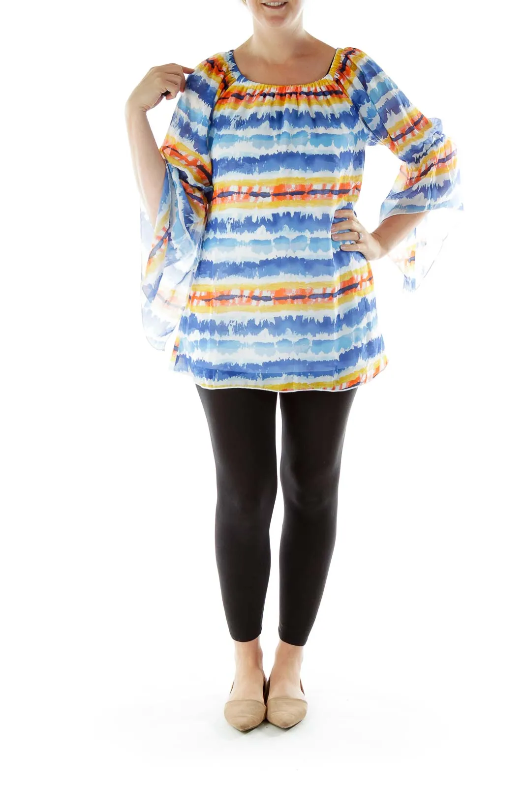 Blue White Off Shoulder Blouse