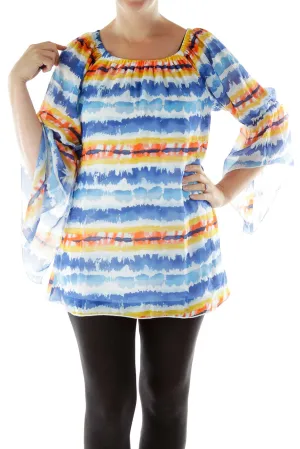 Blue White Off Shoulder Blouse