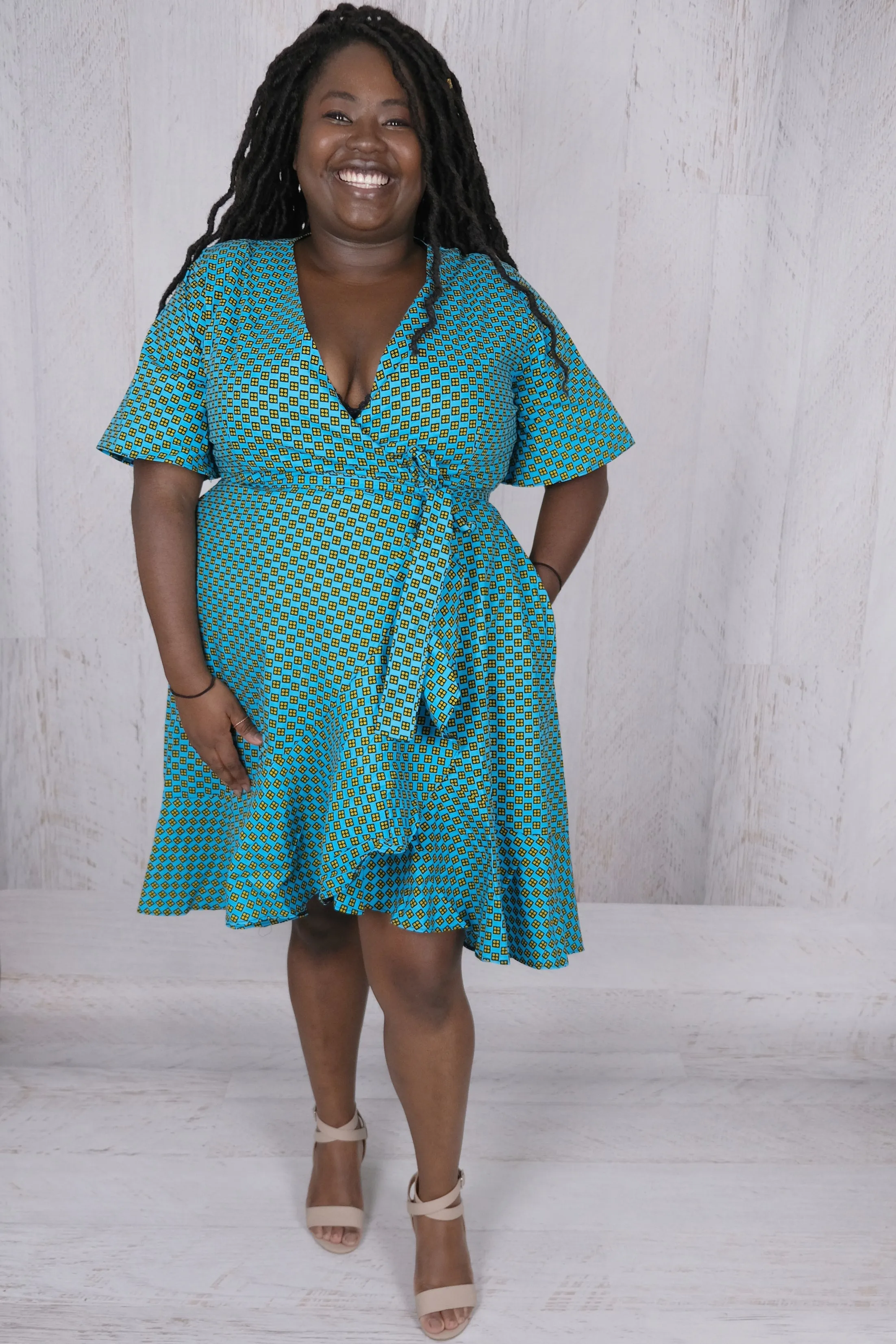 Blue Wrap Cotton Dress