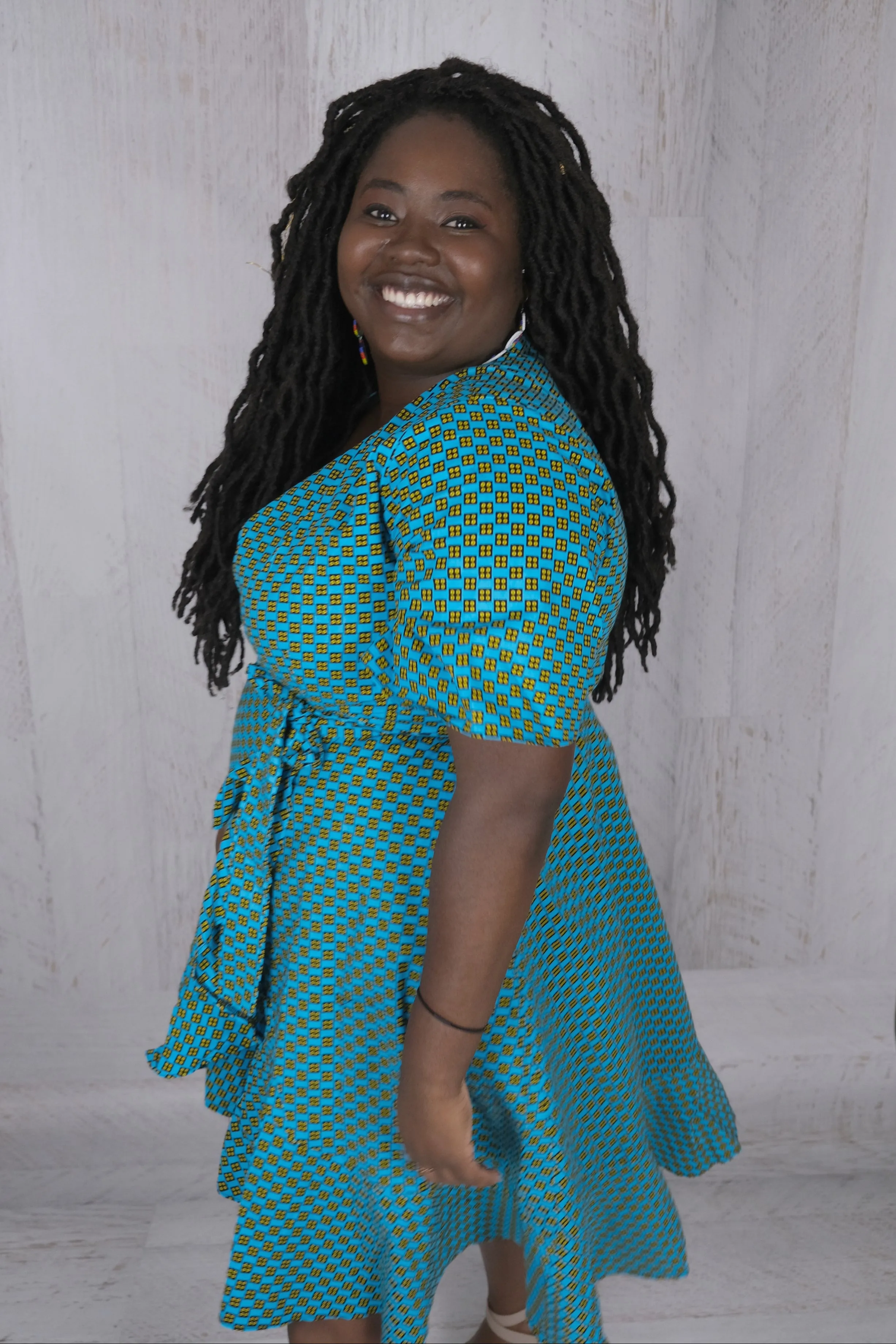 Blue Wrap Cotton Dress