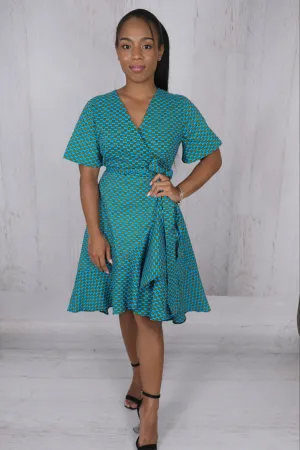 Blue Wrap Cotton Dress
