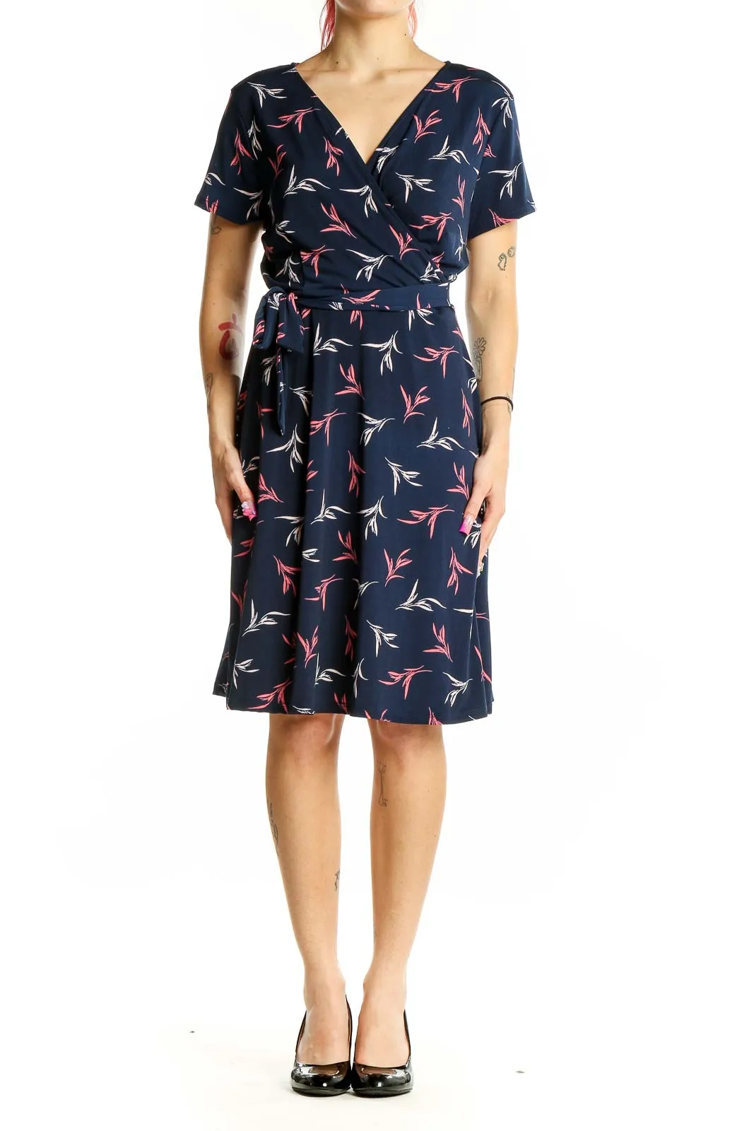 Blue Wrap Graphic Dress