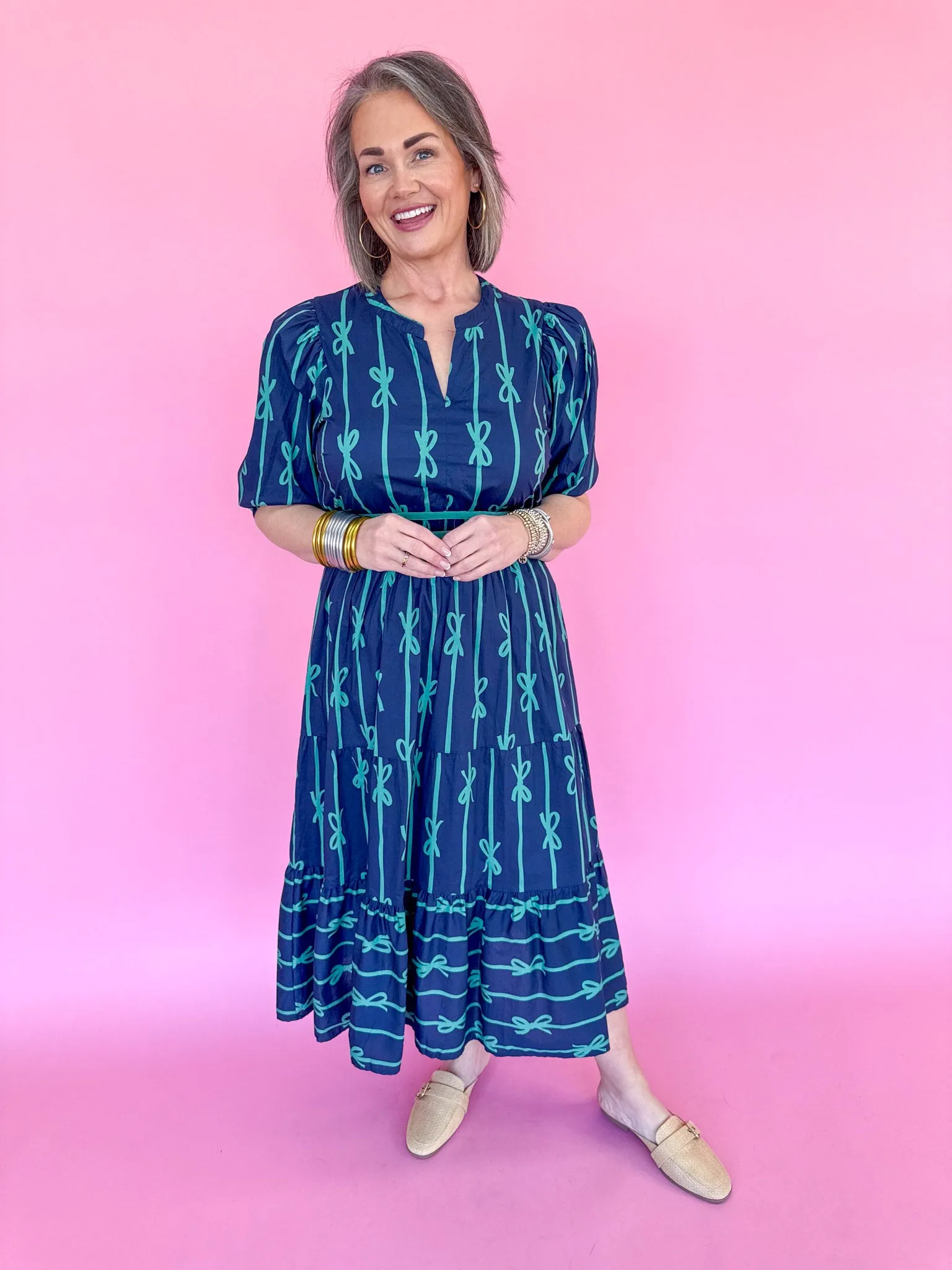Bow & Grace Dress - Navy