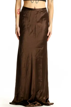 Brown Satin Maxi Skirt