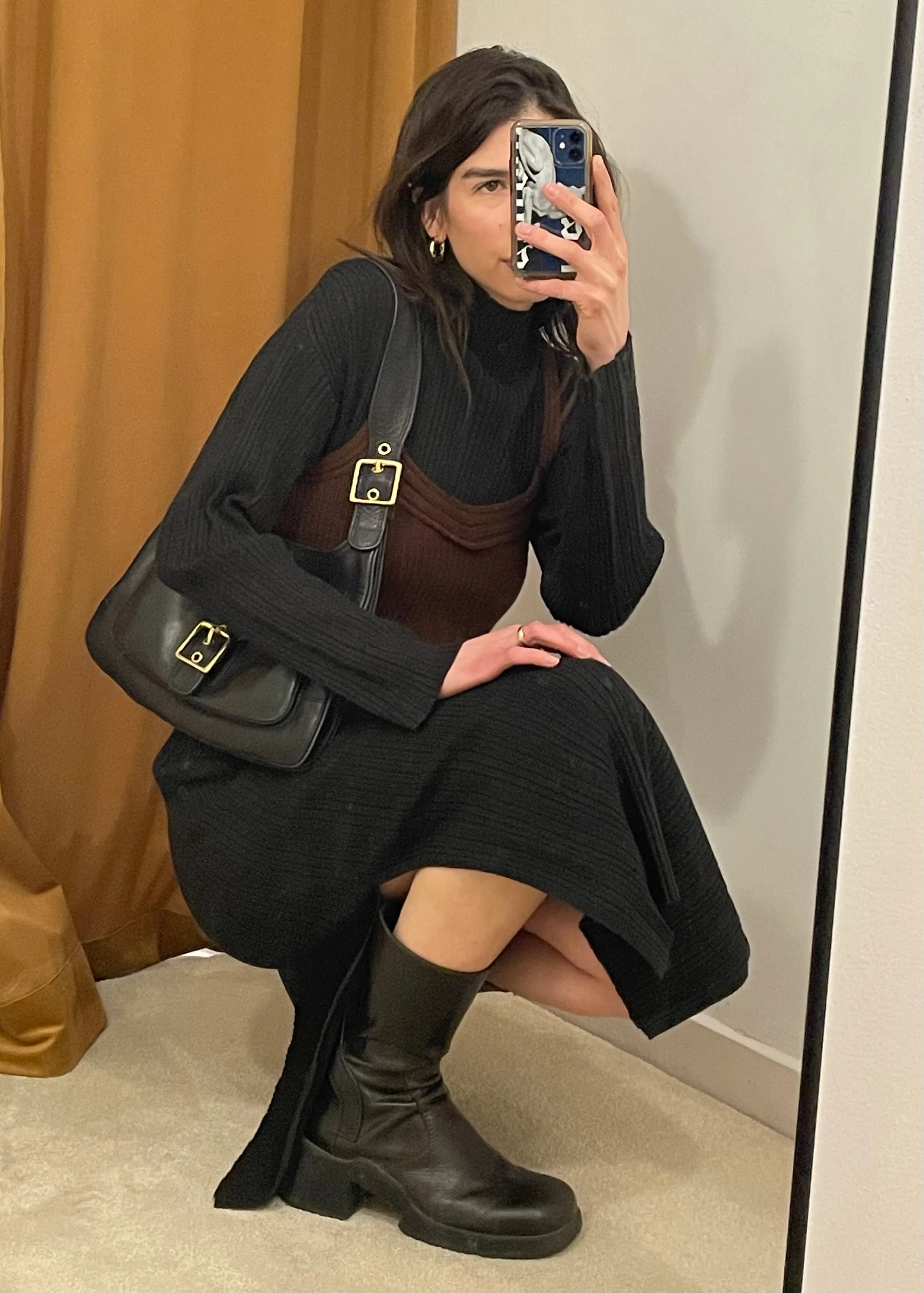 Brown Sweater Cross Back Tank