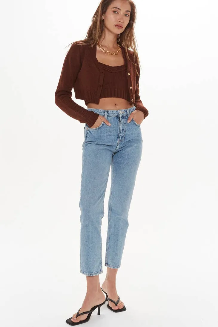 Brown Sweater Cross Back Tank
