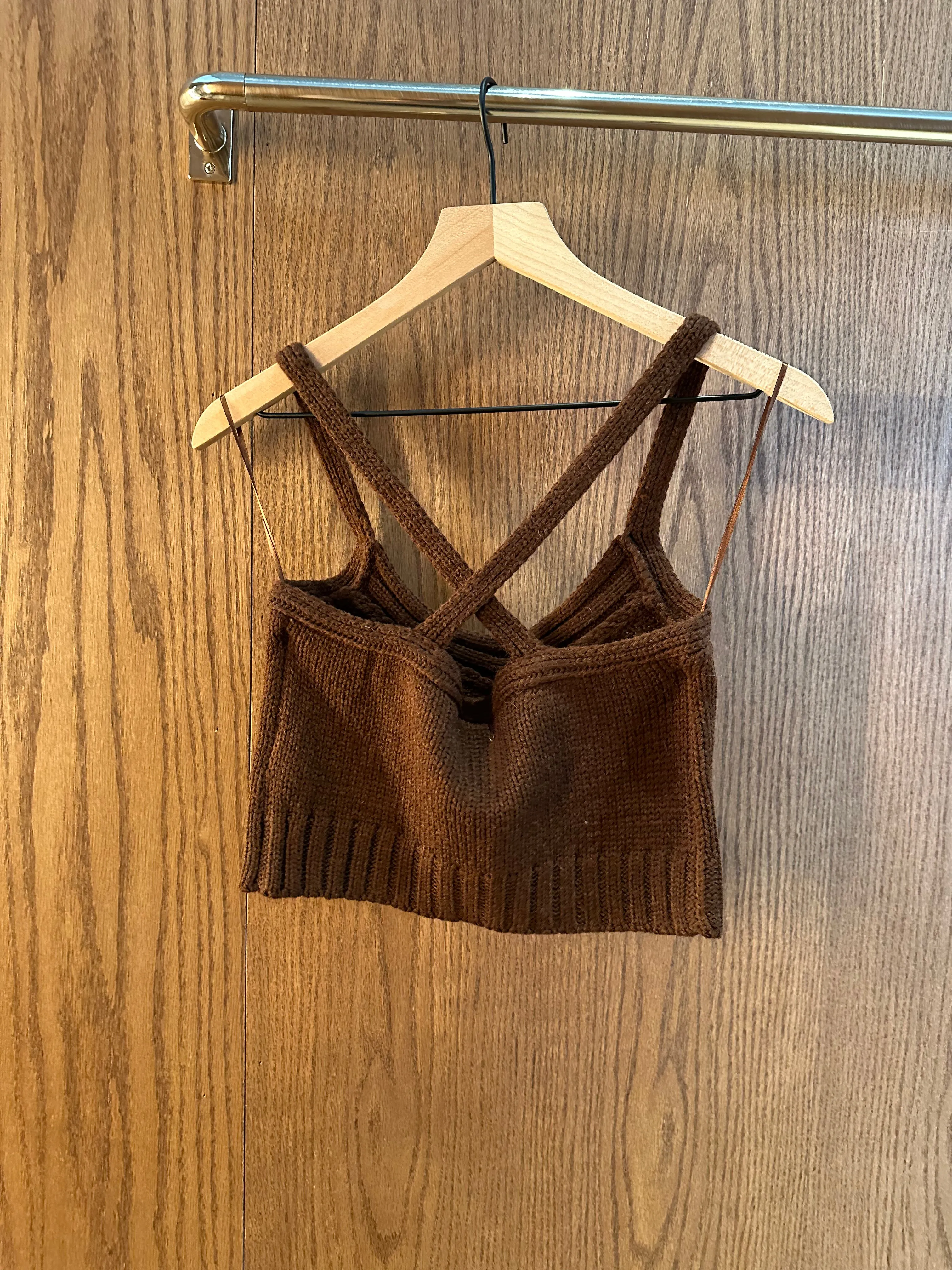 Brown Sweater Cross Back Tank