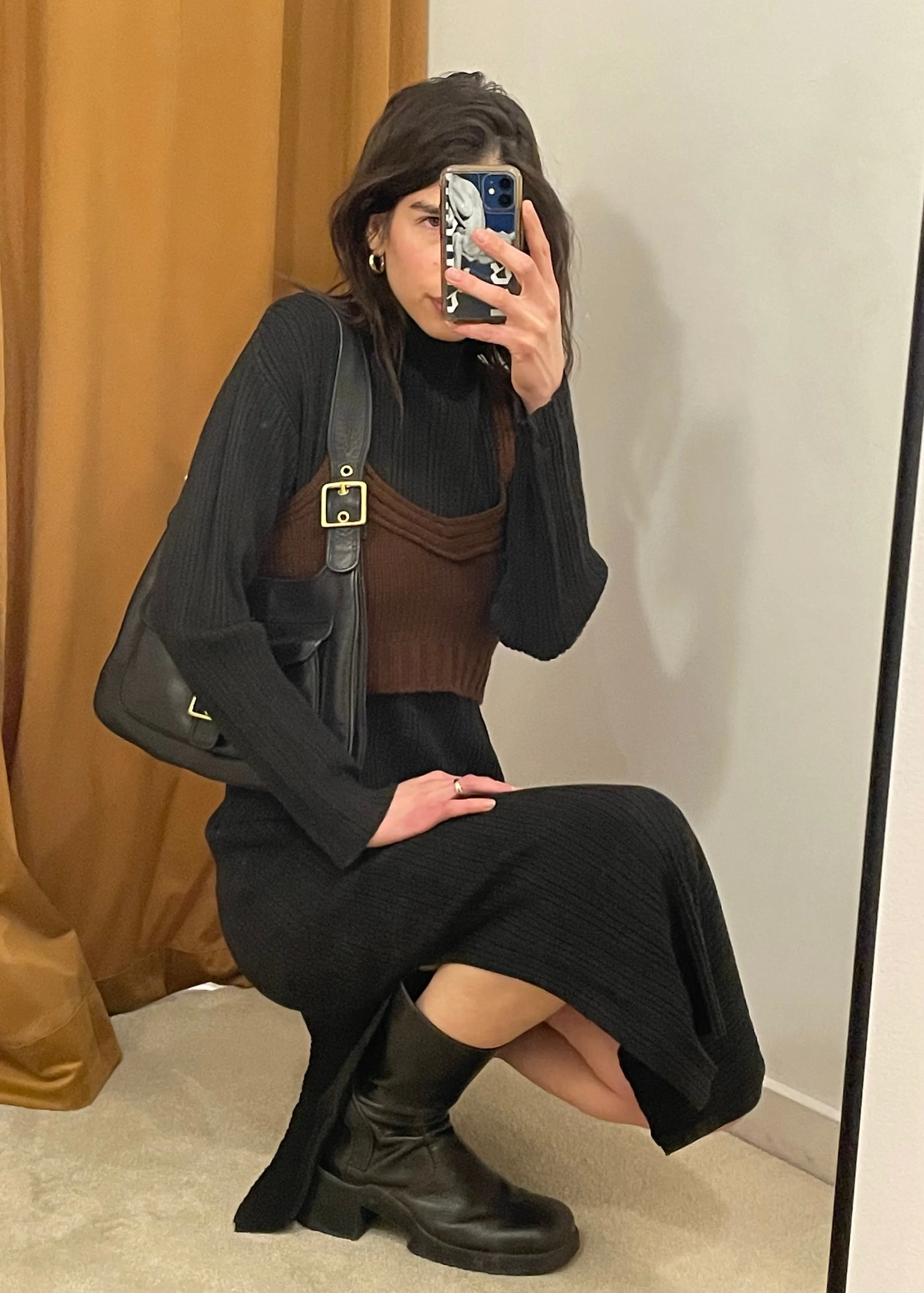 Brown Sweater Cross Back Tank