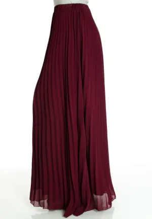 Burgundy pleated Maxi Skirt