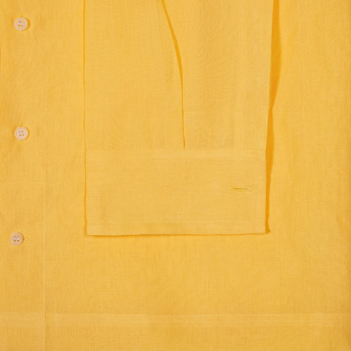 Casual Fit Plain Linen Button Cuff Shirt in Yellow