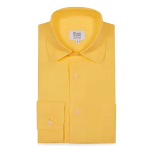 Casual Fit Plain Linen Button Cuff Shirt in Yellow