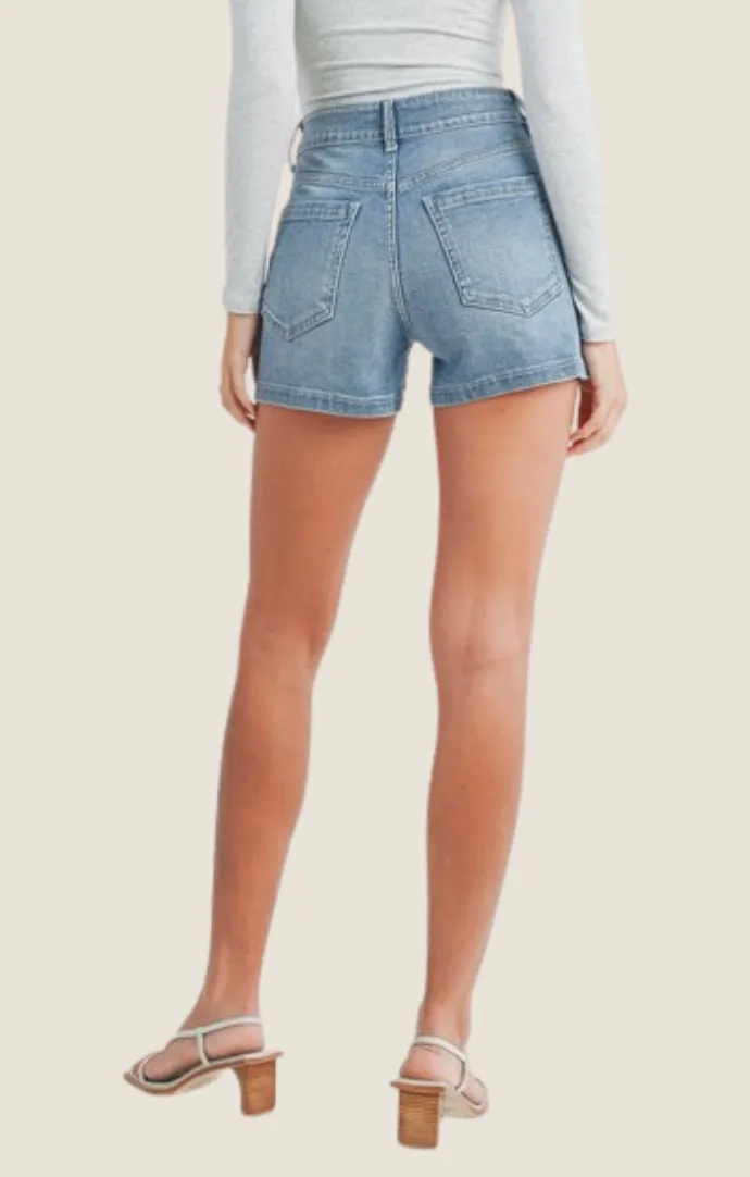 Clara Light Wash Cargo Shorts