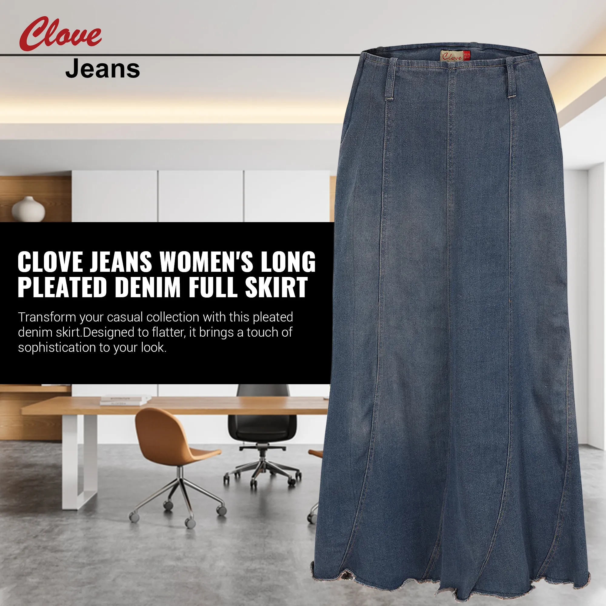 Clove Jeans Women A-Line Skirt Denim Long Maxi Skirts Plus Size Skirt 14-24