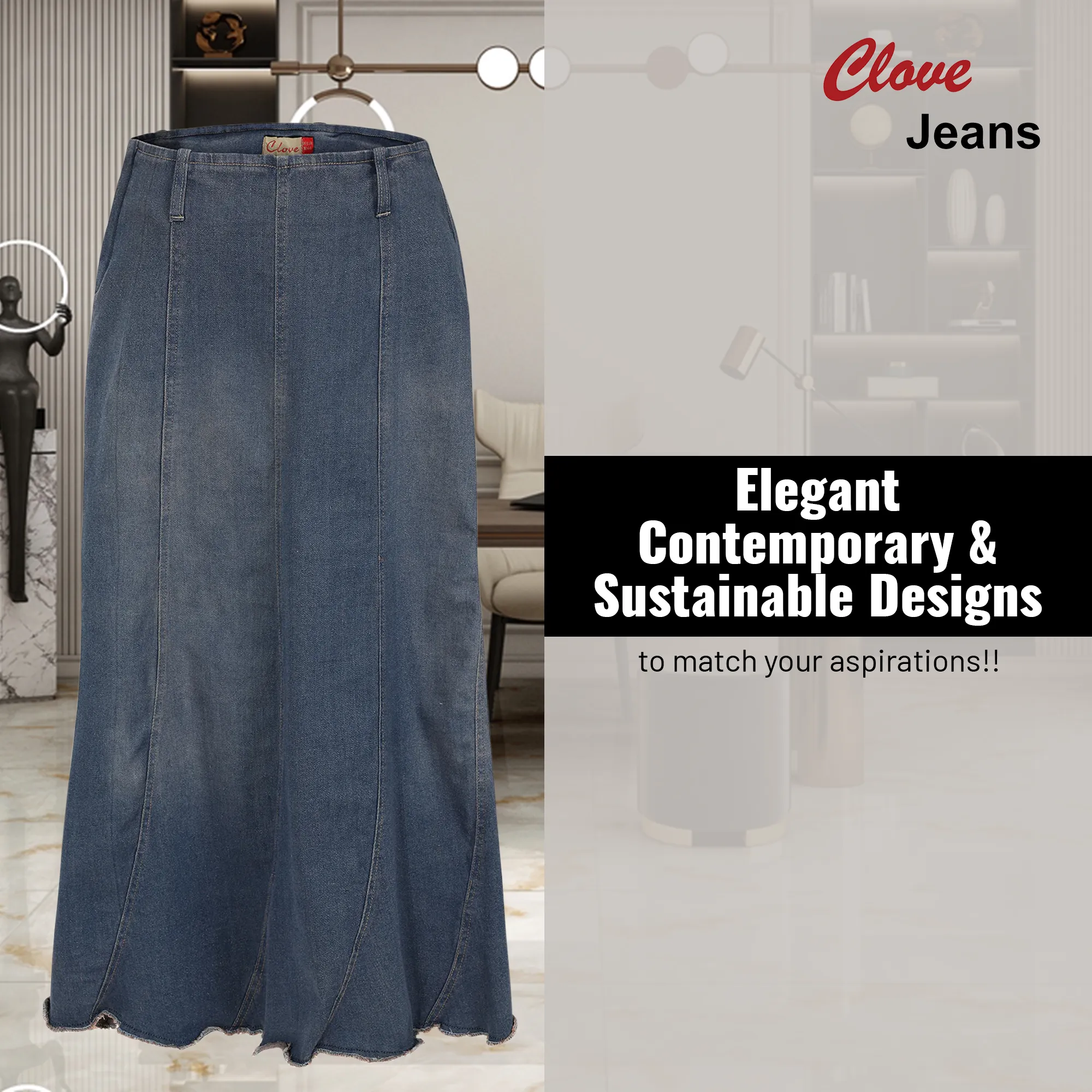 Clove Jeans Women A-Line Skirt Denim Long Maxi Skirts Plus Size Skirt 14-24