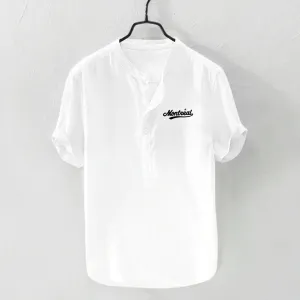 Collar Solid Cotton Shirt