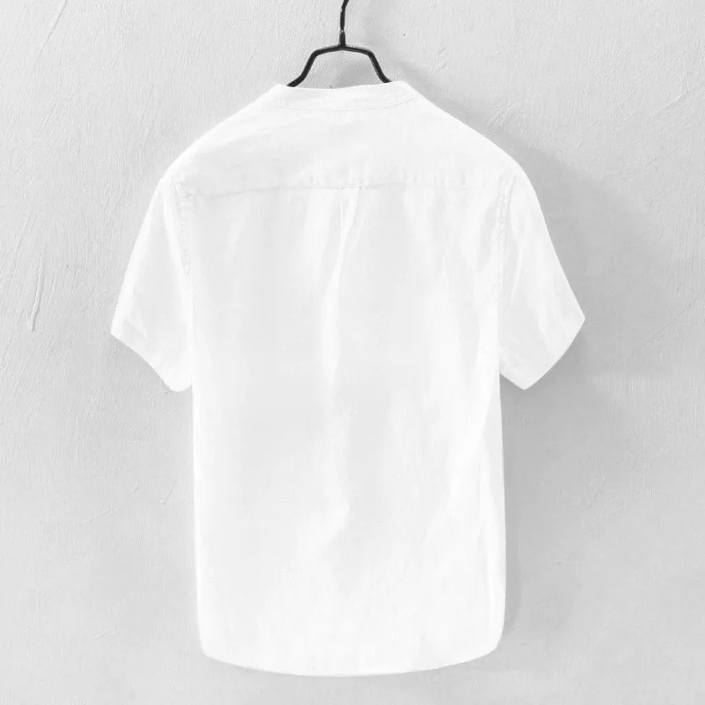 Collar Solid Cotton Shirt
