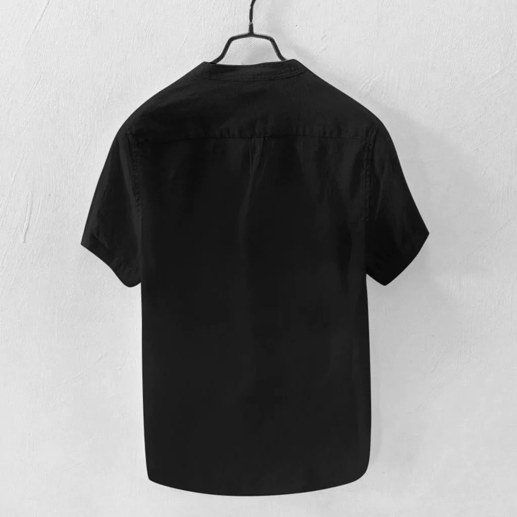 Collar Solid Cotton Shirt