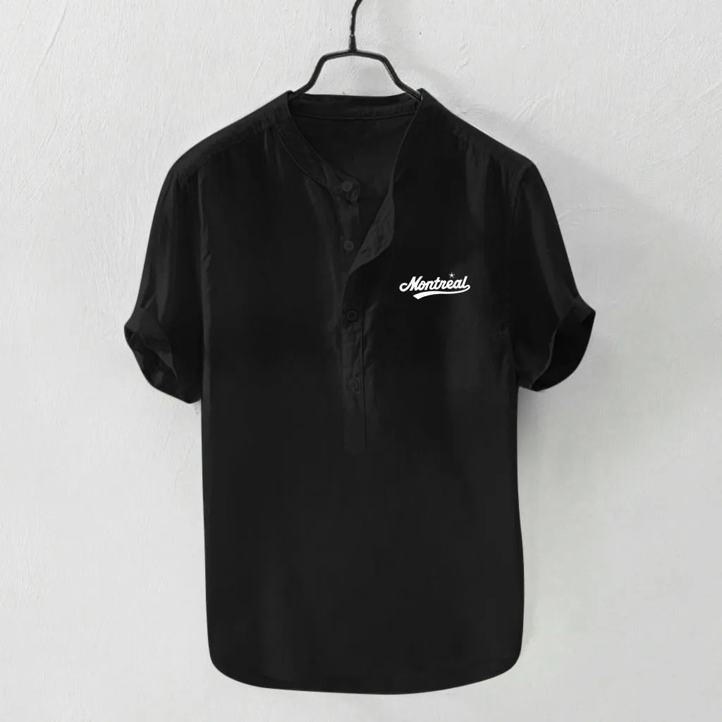 Collar Solid Cotton Shirt
