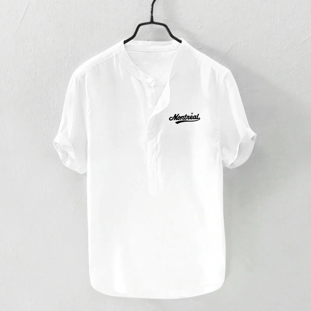 Collar Solid Cotton Shirt