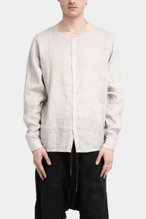 Collarless linen shirt, Light grey