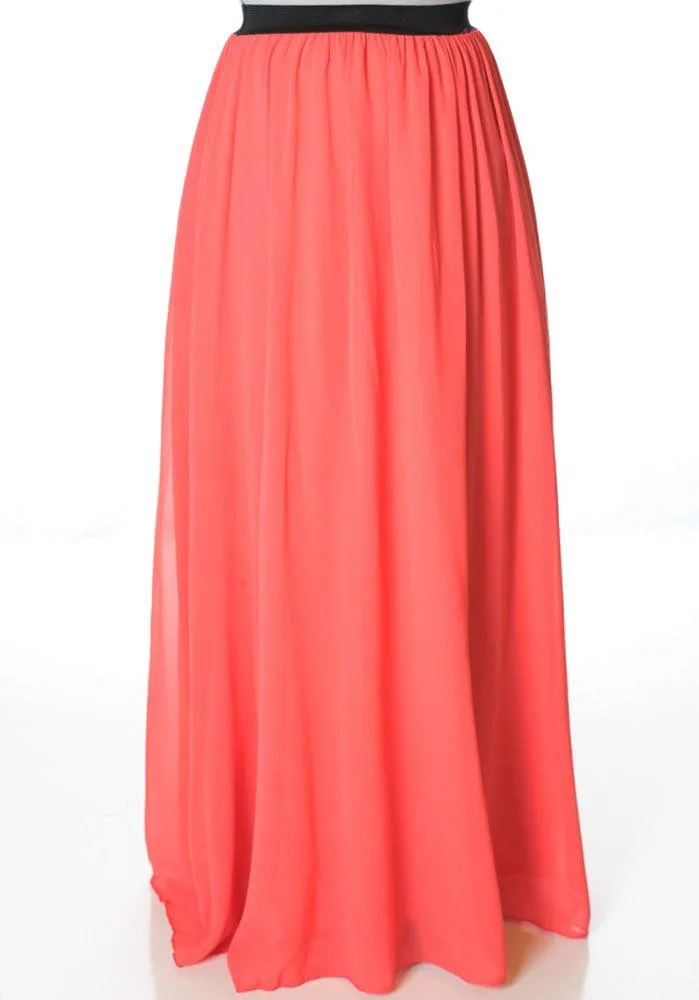 Coral Basic maxi skirt