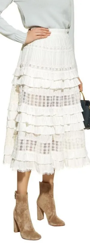 Corsair Layered Frill Skirt, White