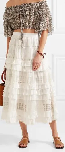 Corsair Layered Frill Skirt, White