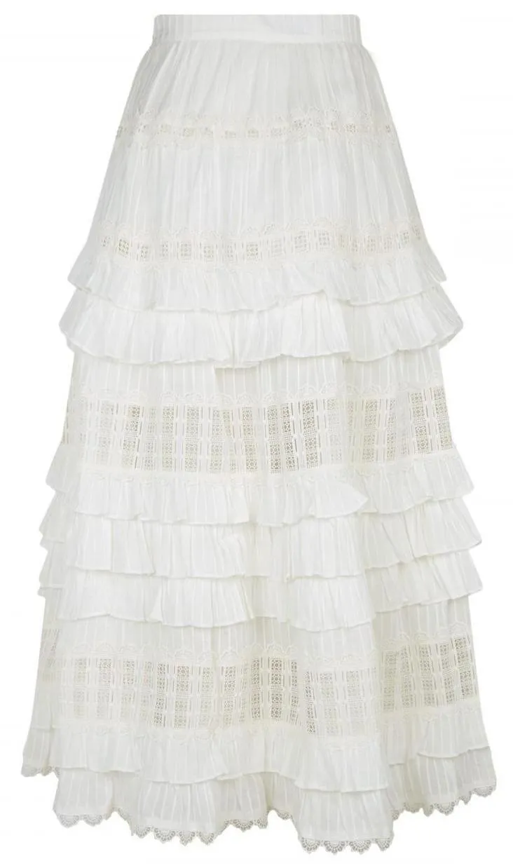 Corsair Layered Frill Skirt, White