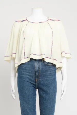Cream Round Neck Smock Preowned Top