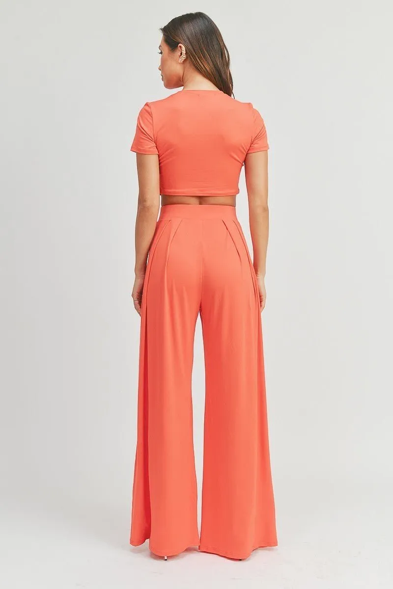 Crop Top And Palazzo Pants Set