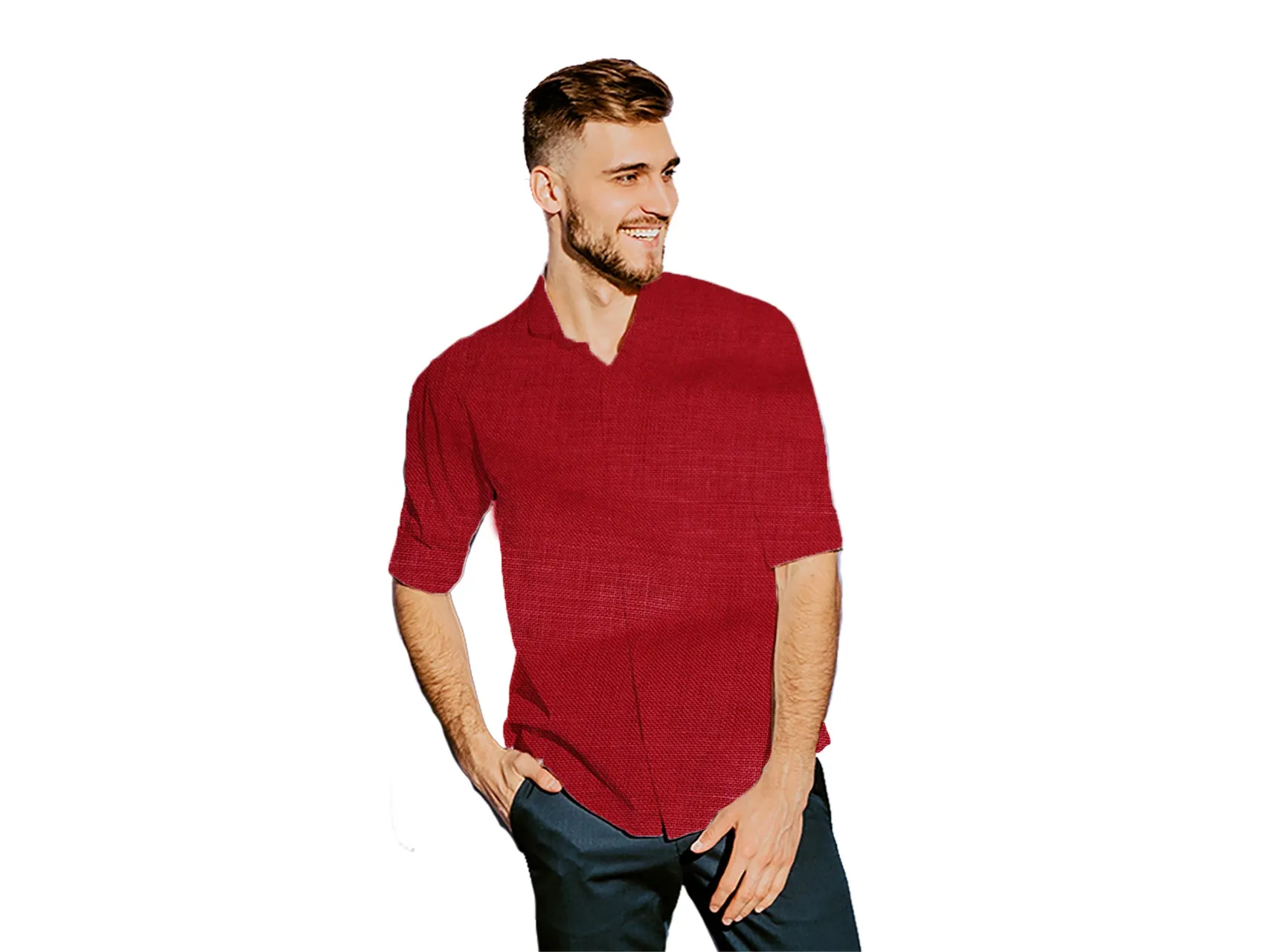 Deep Maroon Pure Linen Fabric - 60 Lea