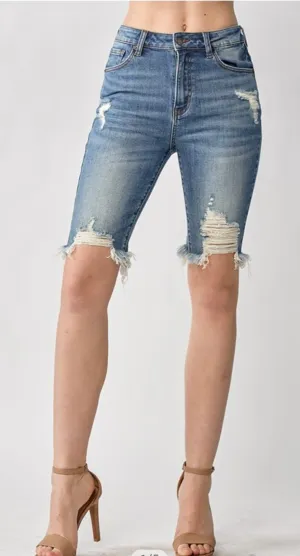 Distressed Mom Bermuda Shorts