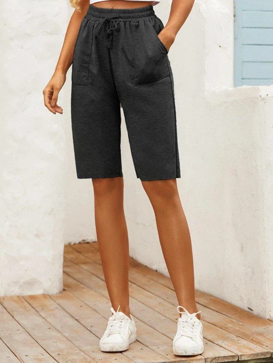 Drawstring Waist Bermuda Shorts