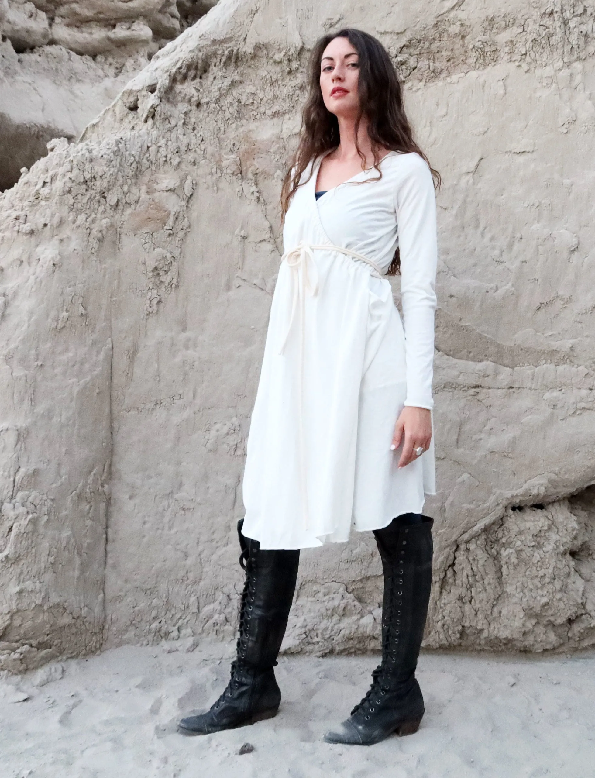 Drawstring Wrap Perfect Pockets Short Dress