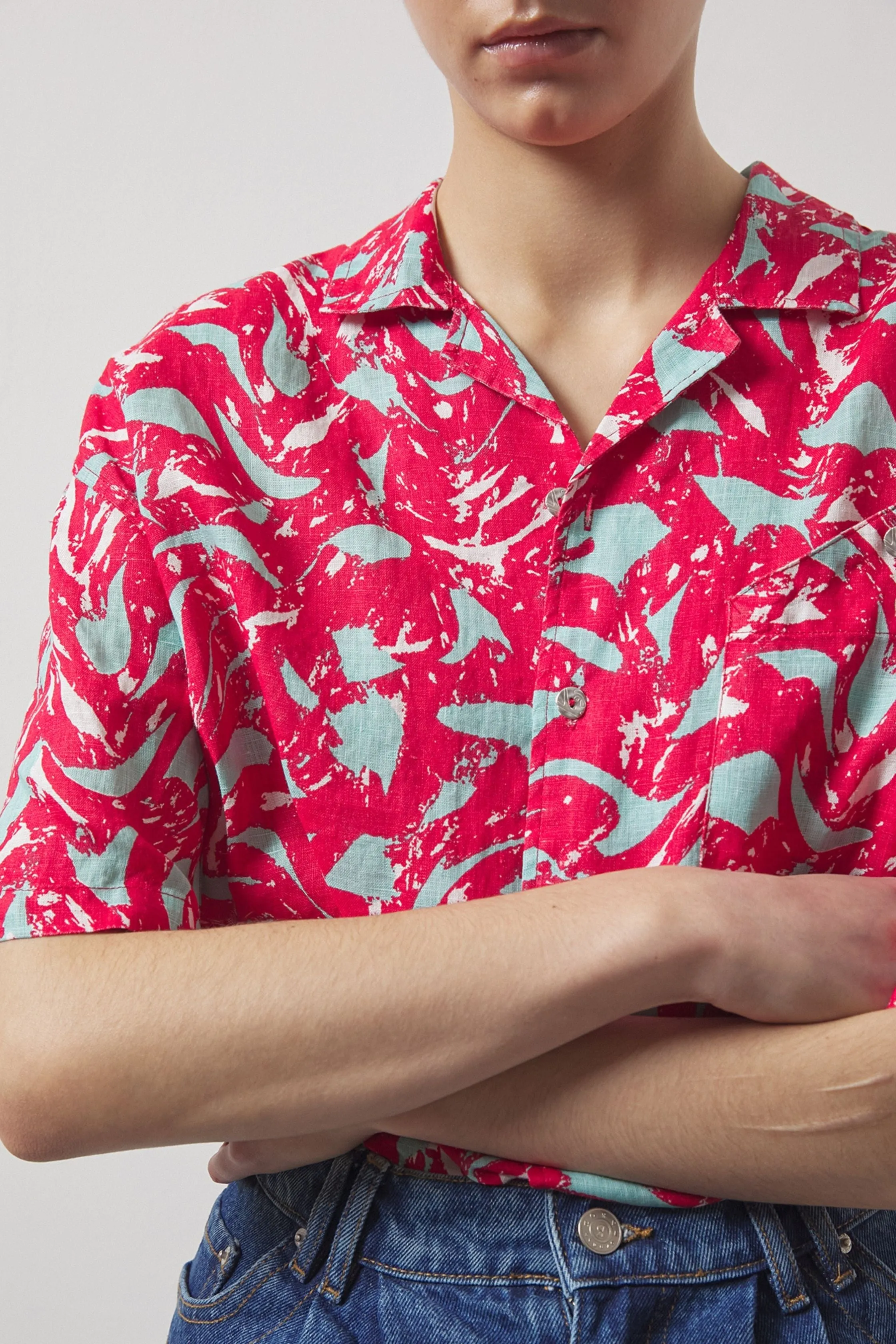 Edona Red Printed Shirt