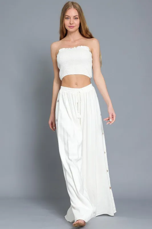 Elastic Smocked Material Tube Top