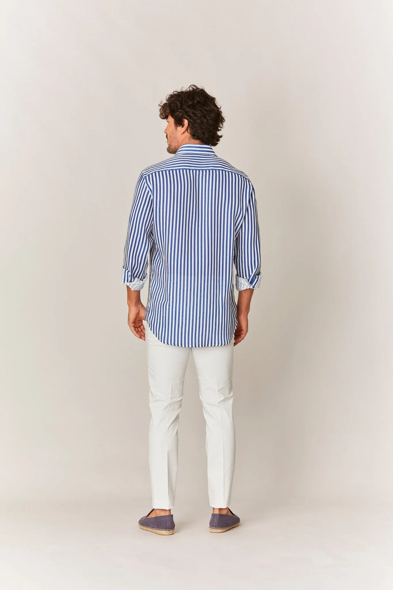 electric blue stripes shirt