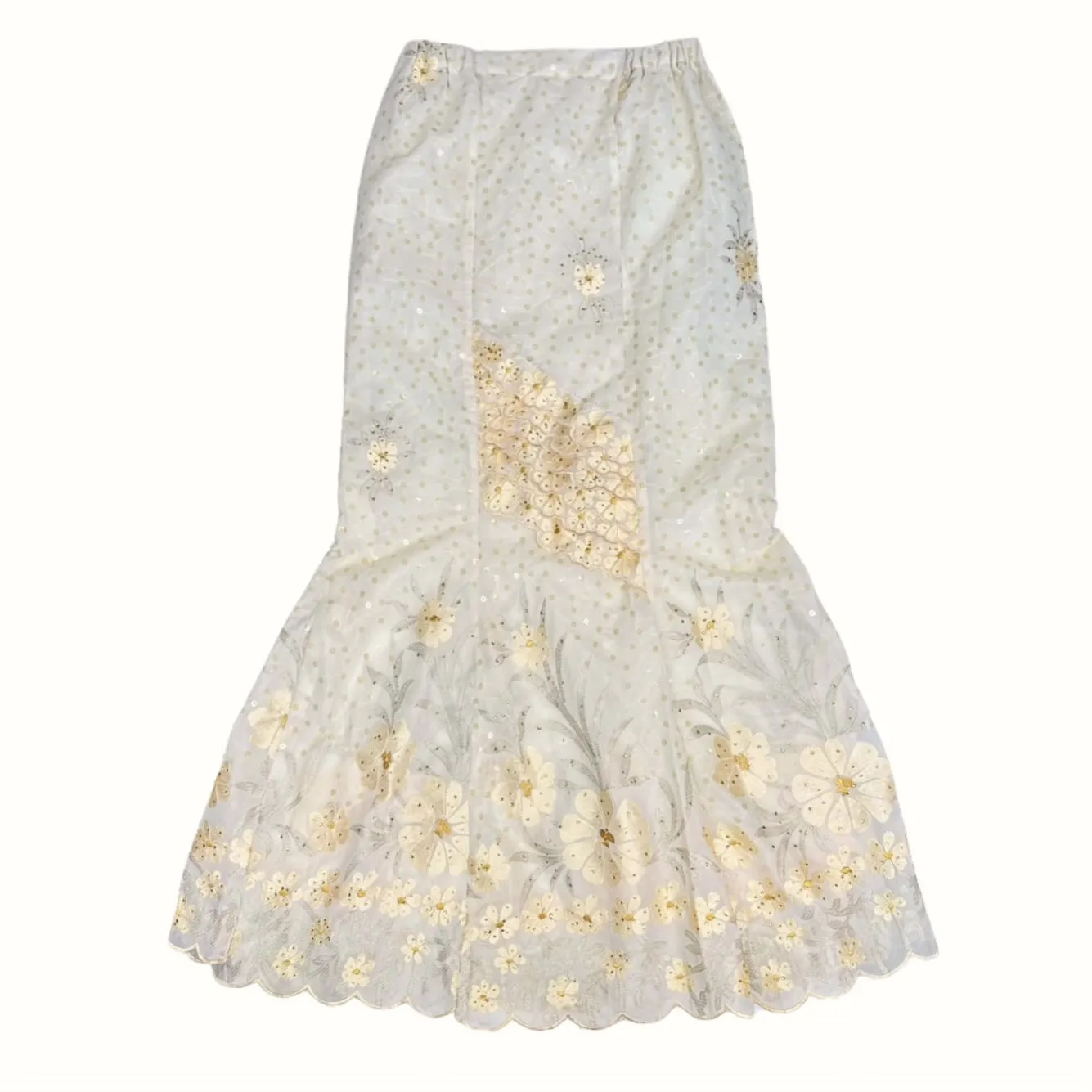 Embroidered Sequin Maxi Skirt (S/M)