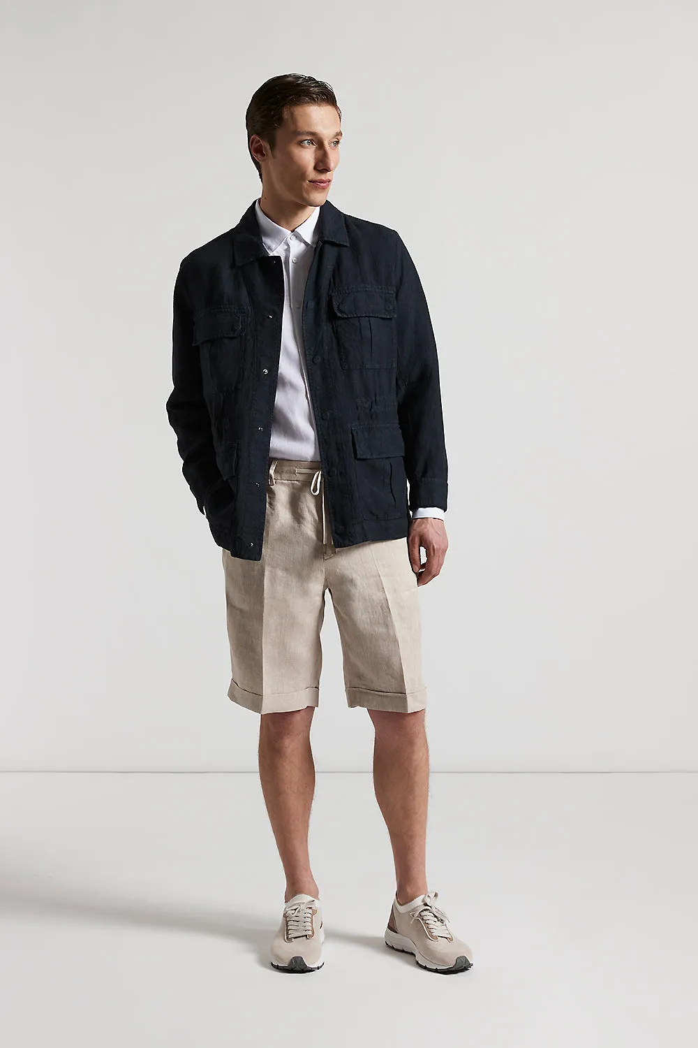 Ermenegildo Zegna linen chevron Bermuda shorts