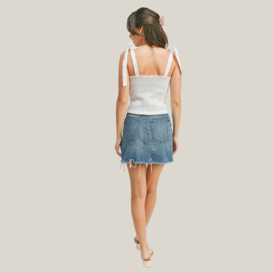 Eyelet Bustier Tank Top (White)
