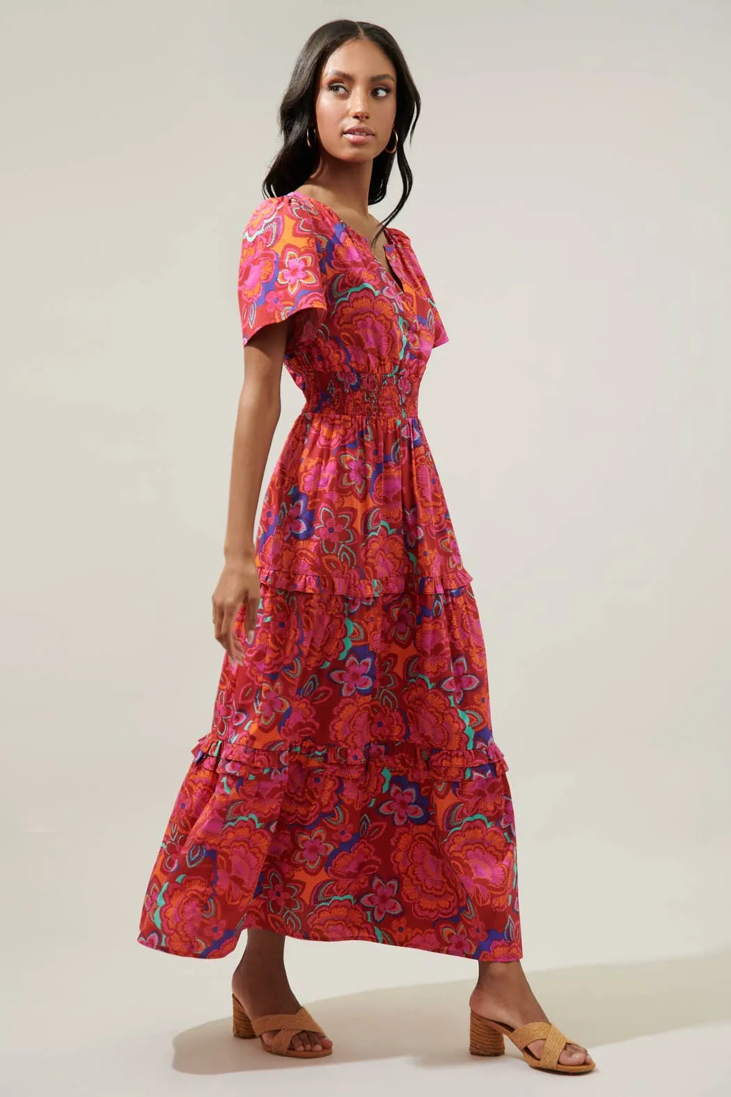 Floral palmer poplin maxi dress-CLEARANCE