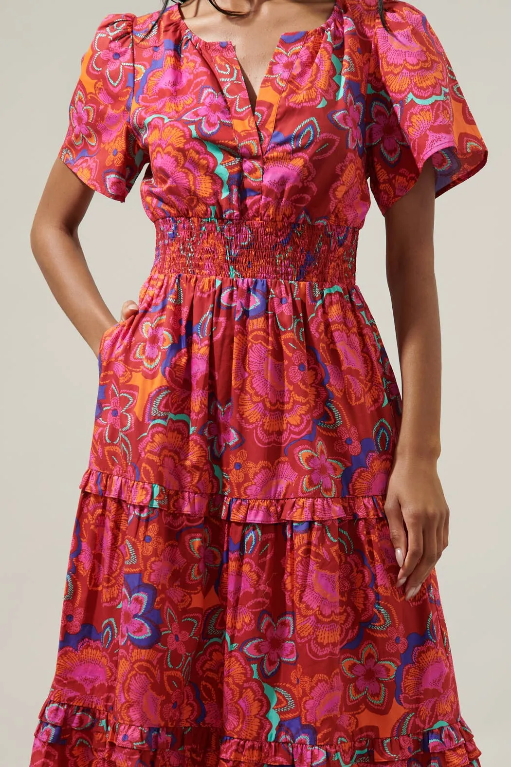Floral palmer poplin maxi dress-CLEARANCE