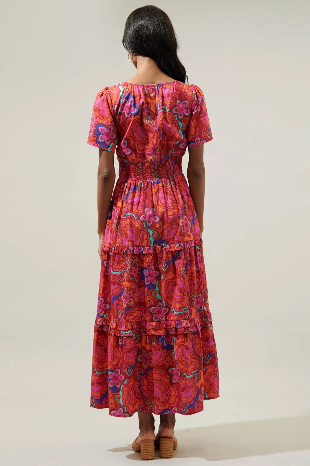 Floral palmer poplin maxi dress-CLEARANCE