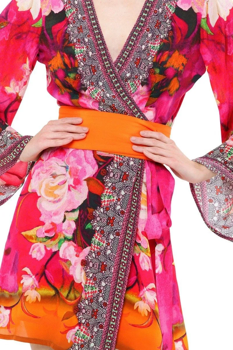 Floral Print Short Wrap Dress