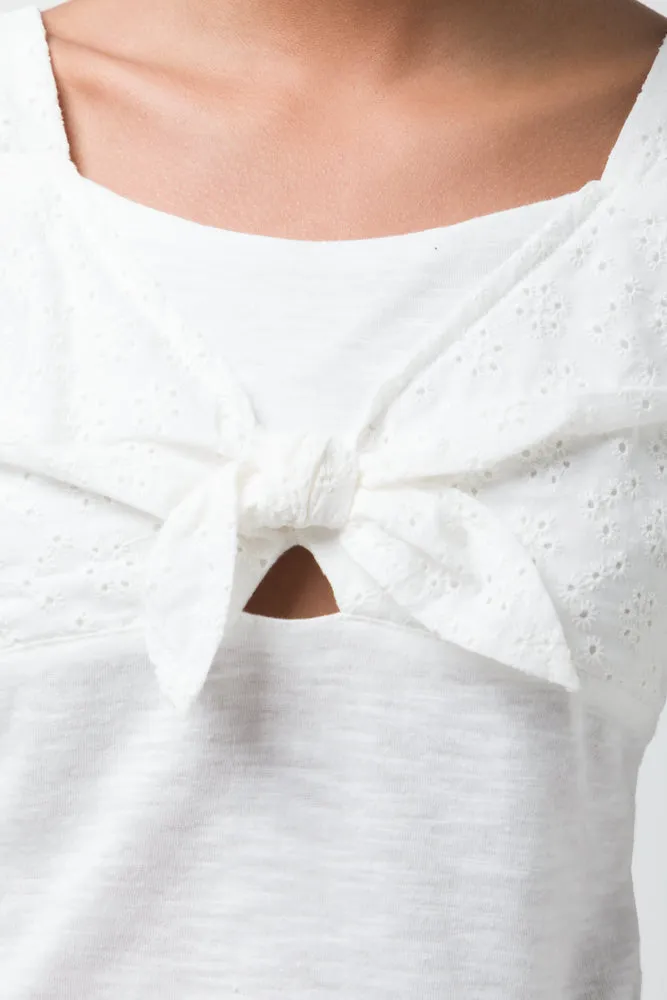 Front Tie Top White