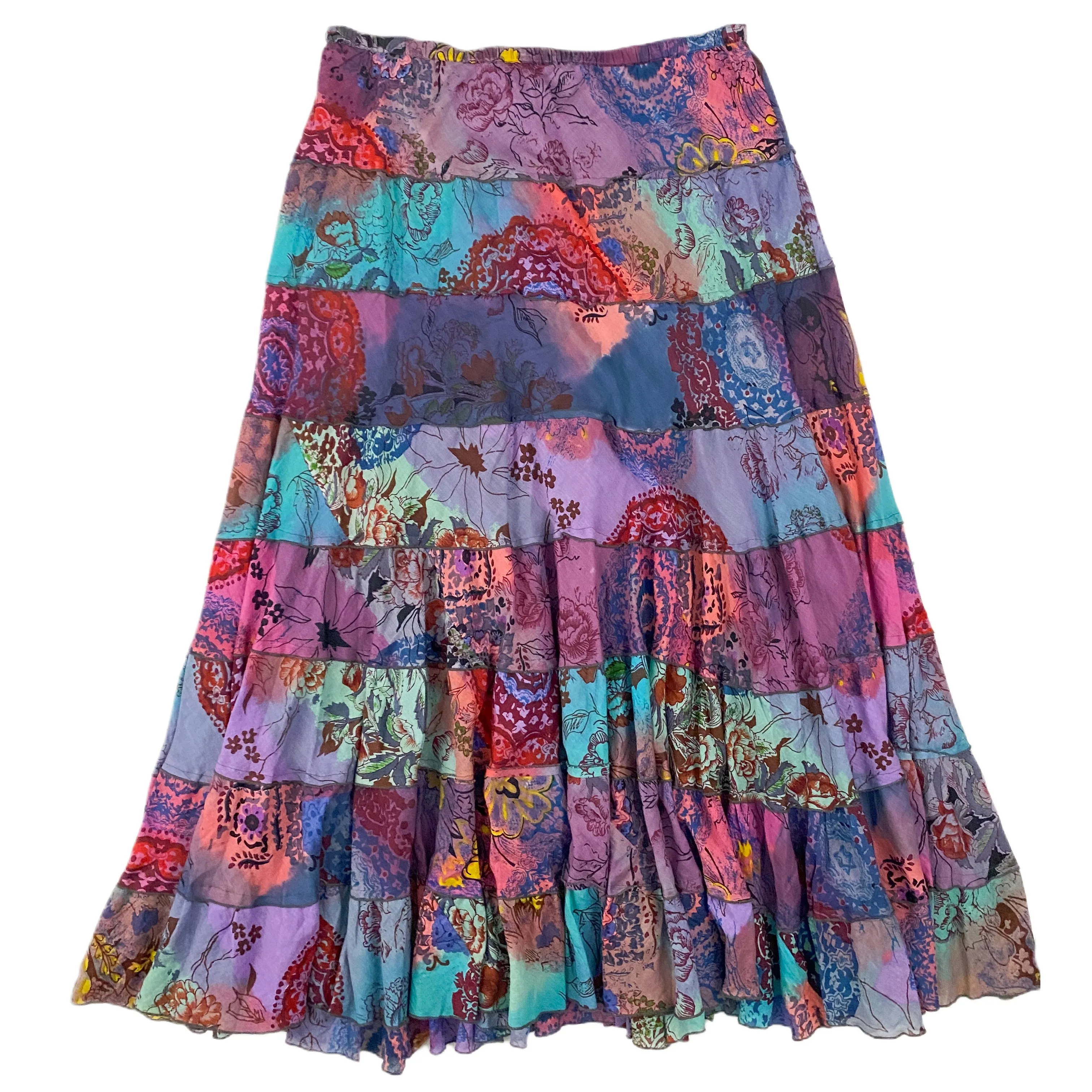 Funky Mixed Print and Tie Dye Maxi Skirt (L)