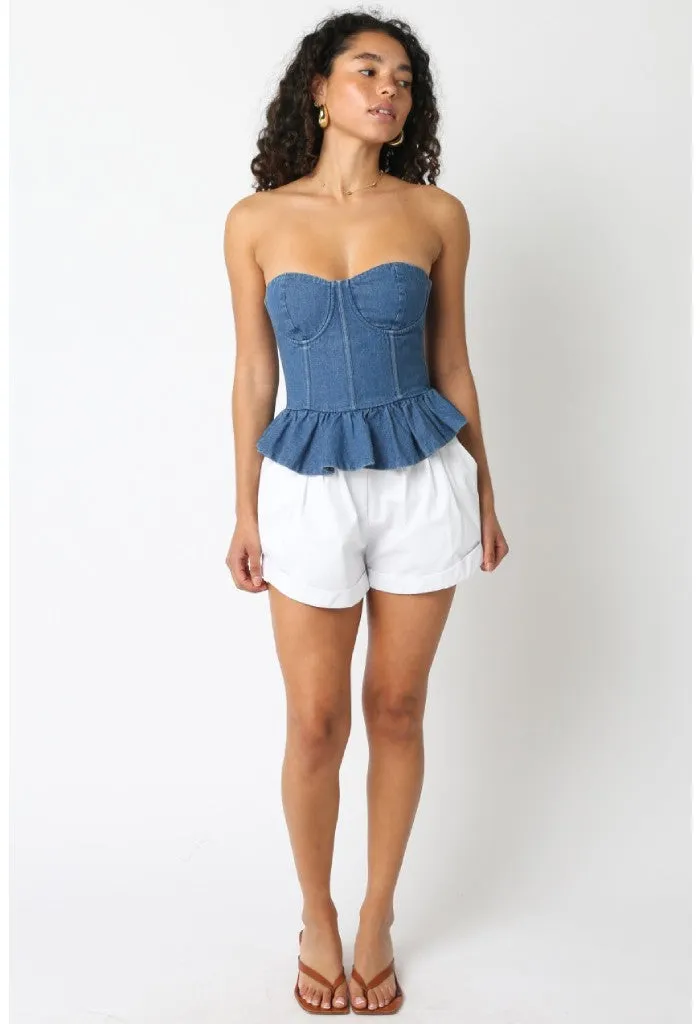 Garden Party Corset Top-Denim