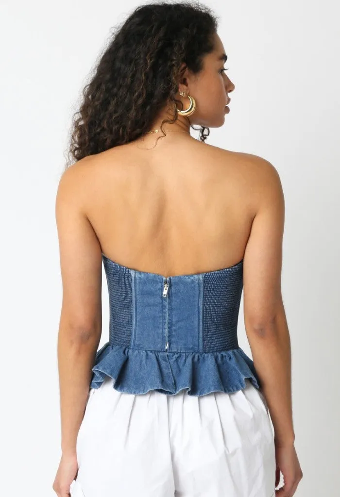 Garden Party Corset Top-Denim