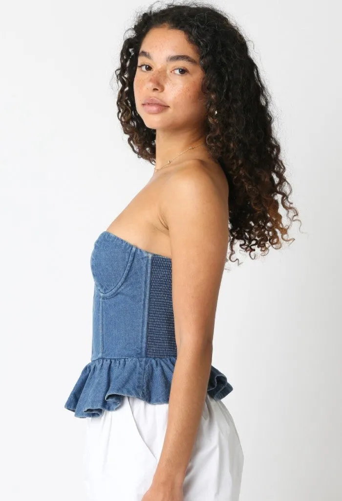 Garden Party Corset Top-Denim