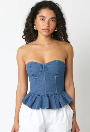 Garden Party Corset Top-Denim